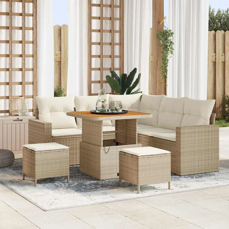 Trädgårdsoffset 8 st Beige konstrotting