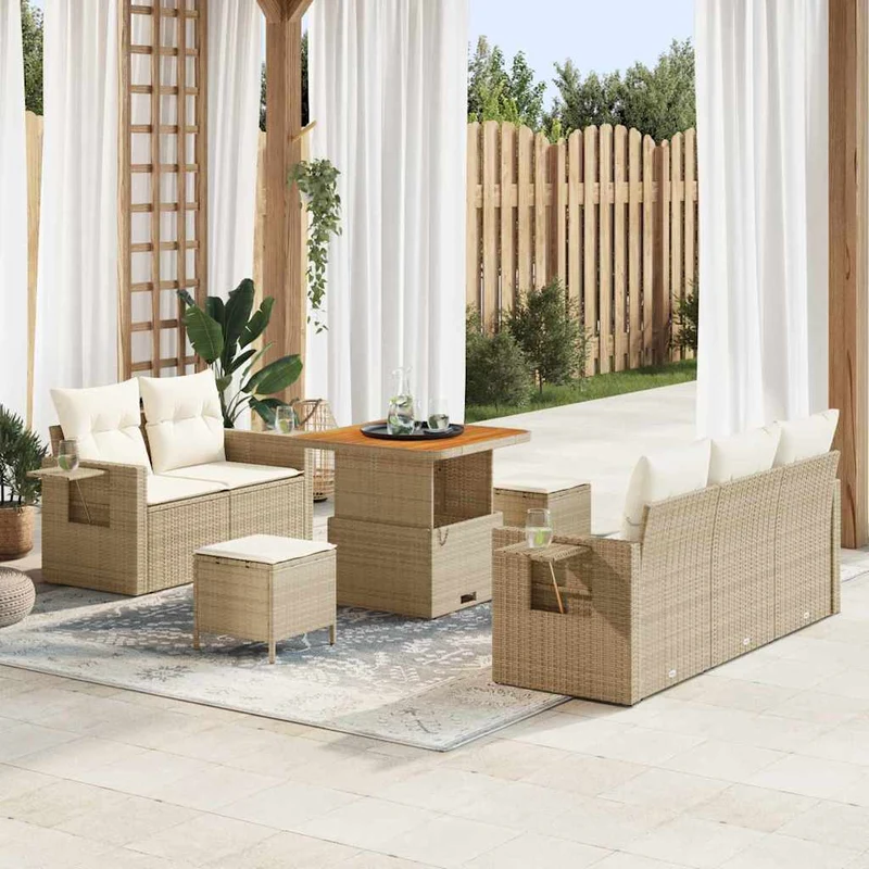 Trädgårdsoffset 8 st Beige konstrotting