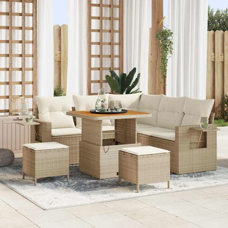 Trädgårdsoffset 8 st Beige konstrotting