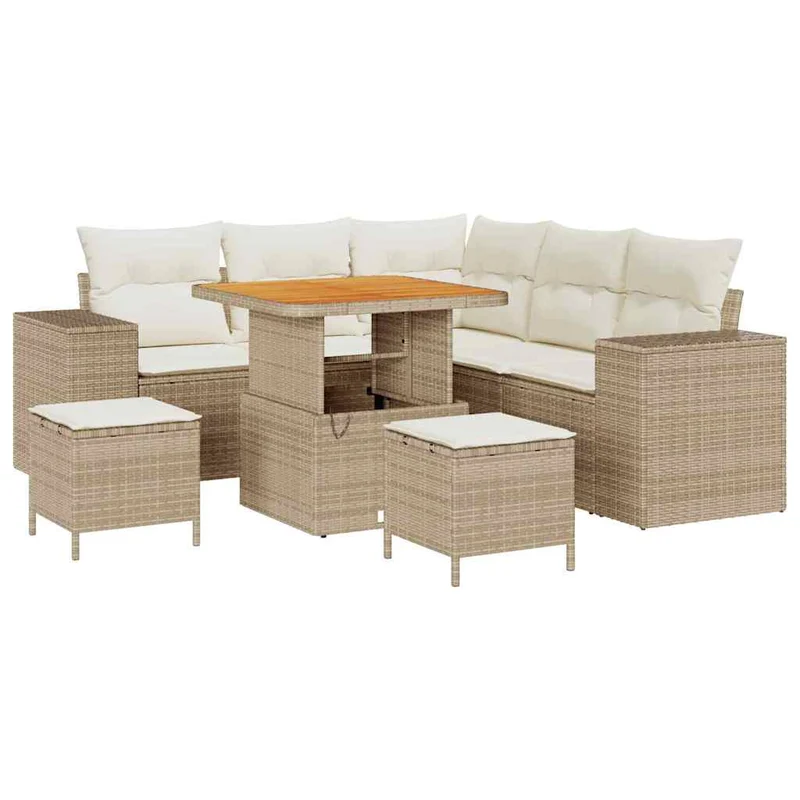 Trädgårdsoffset 8 st Beige konstrotting