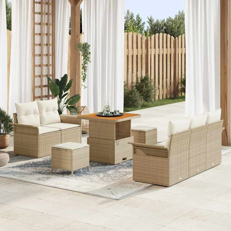 Trädgårdsoffset 8 st Beige konstrotting