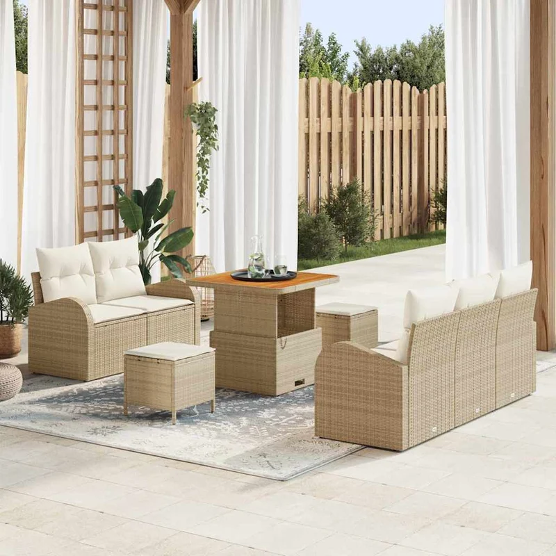 Trädgårdsoffset 8 st Beige konstrotting