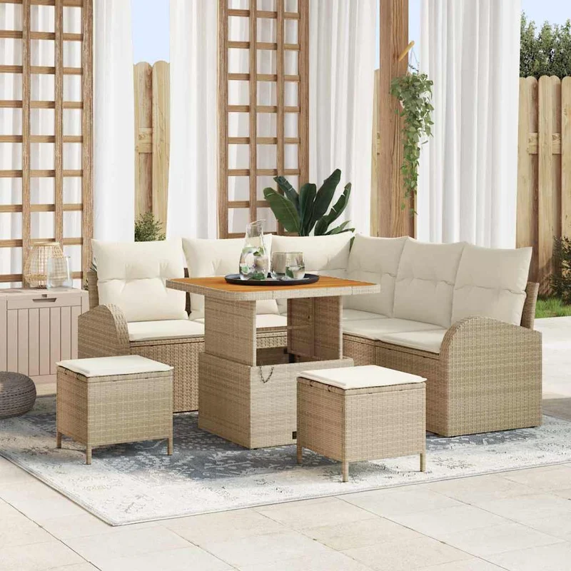 Trädgårdsoffset 8 st Beige konstrotting