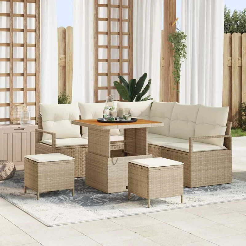 Trädgårdsoffset 8 st Beige konstrotting