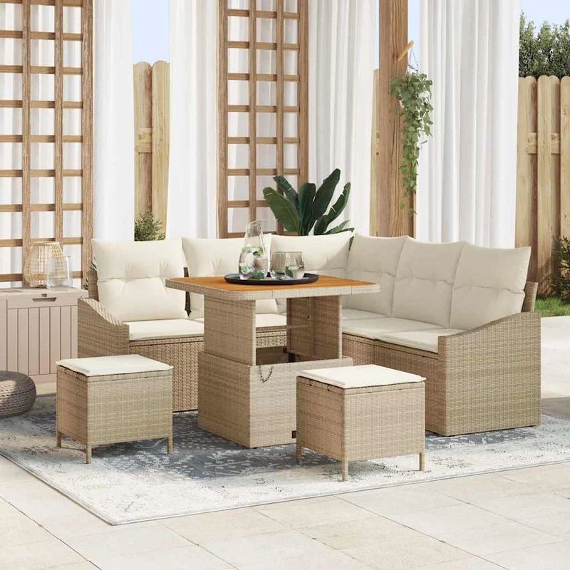 Trädgårdsoffset 8 st Beige konstrotting