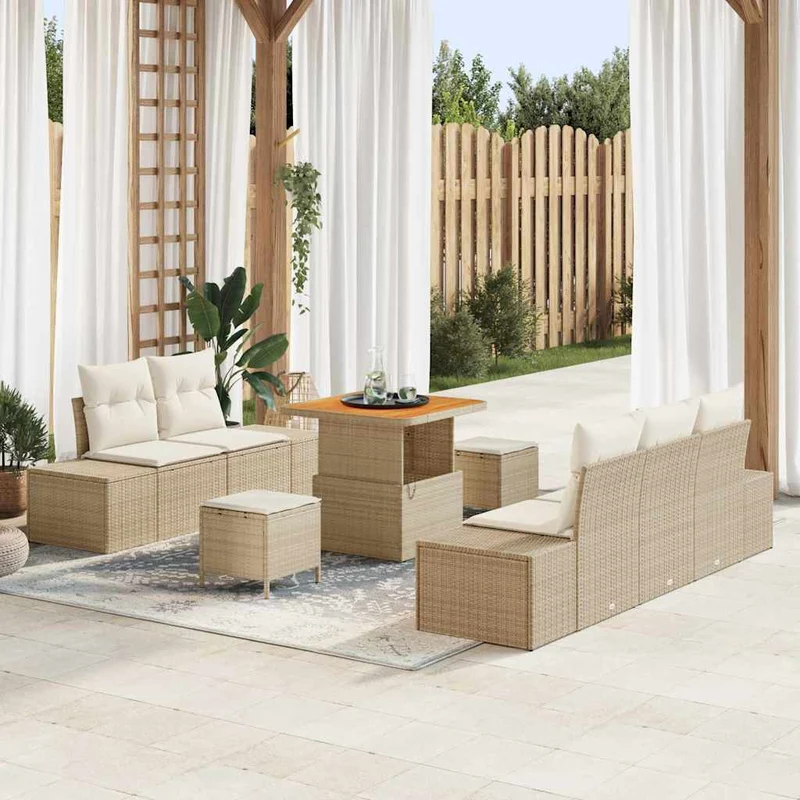 Trädgårdsoffset 8 st Beige konstrotting