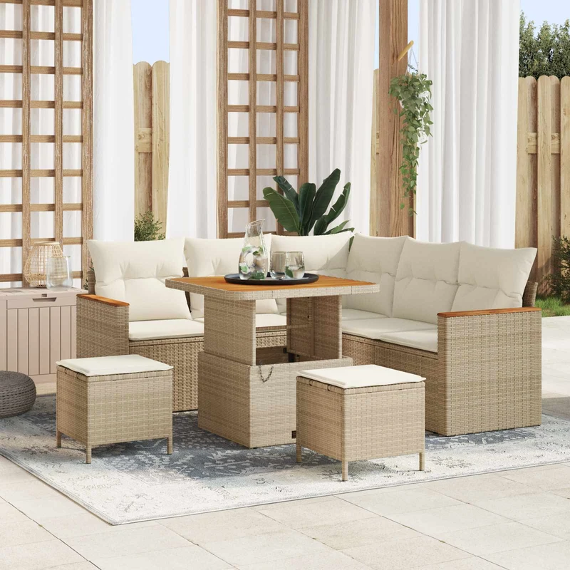 Trädgårdsoffset 8 st Beige konstrotting