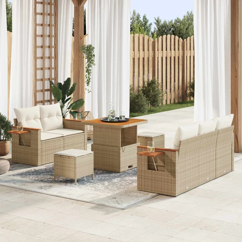 Trädgårdsoffset 8 st Beige konstrotting