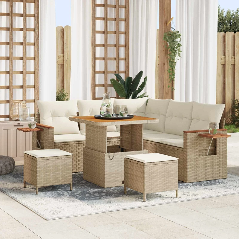 Trädgårdsoffset 8 st Beige konstrotting