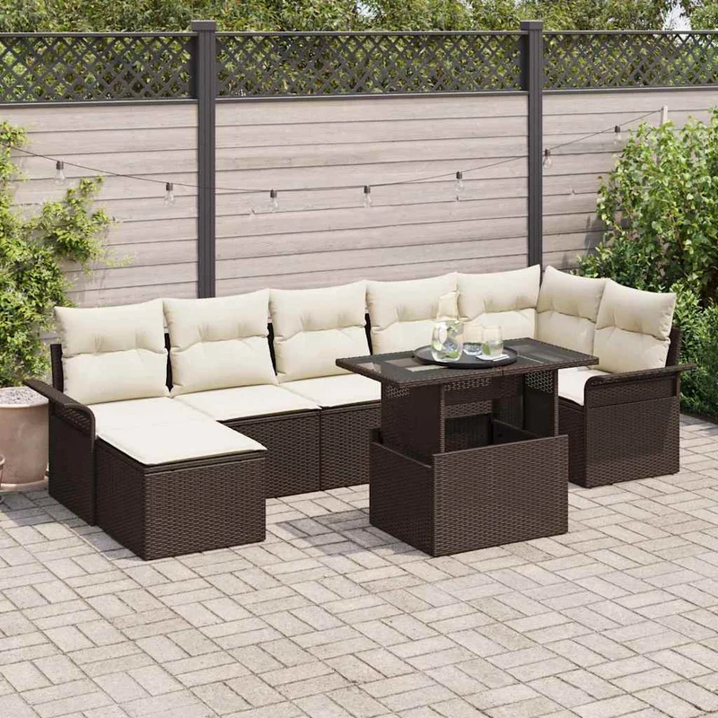 Trädgårdsoffset 8 st Brun Poly rattan