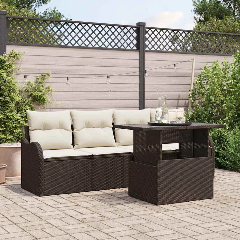 Trädgårdsoffset 5 st Brun Poly rattan