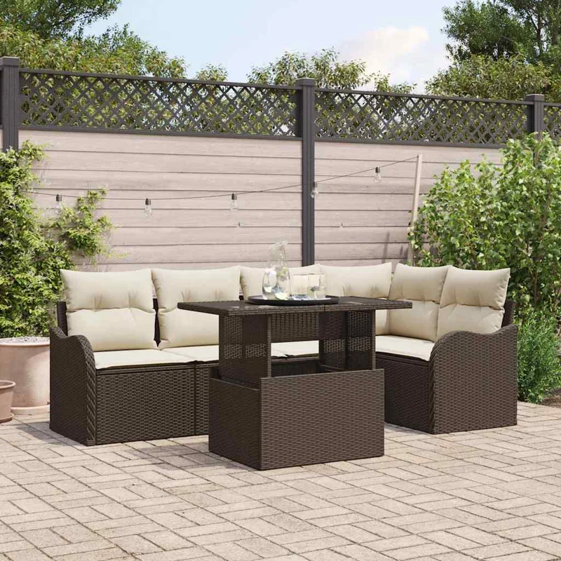 Matgrupp 6 st Brun Poly rattan