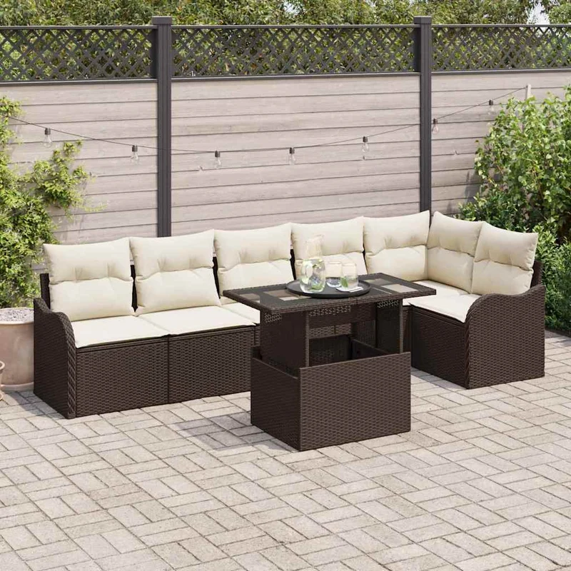 Soffset 7 st Brun Poly rattan