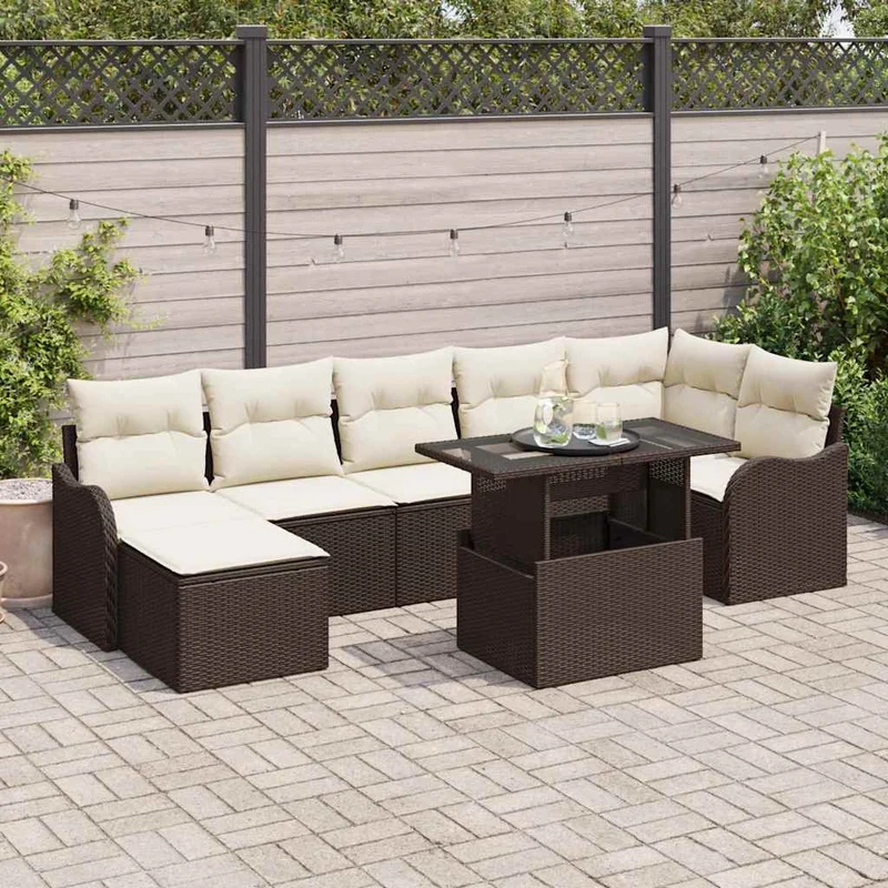 Trädgårdsoffset 8 st Brun Poly rattan
