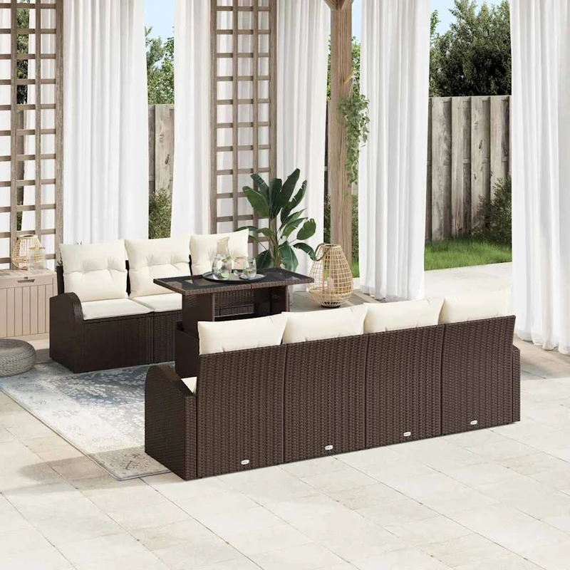 Trädgårdsoffset 8 st Brun Poly rattan