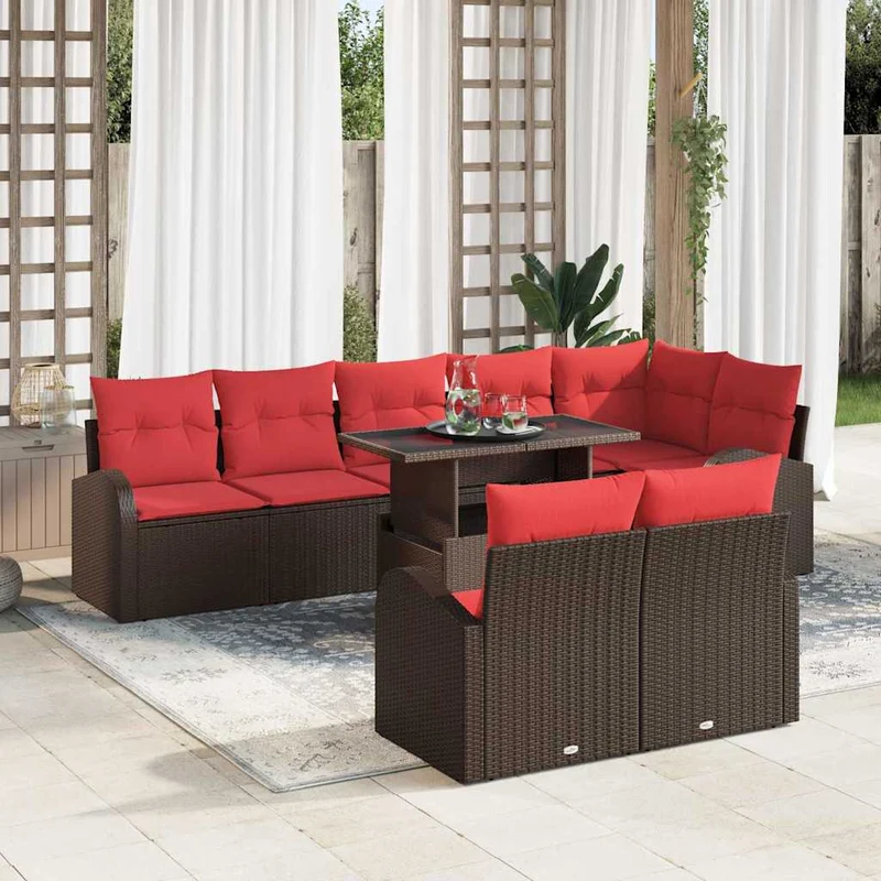 Trädgårdsoffset 9 st Brun Poly rattan