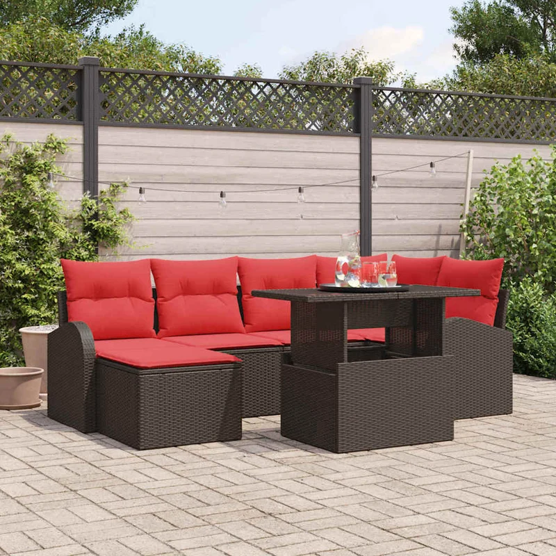 Trädgårdsoffset 7 st Brun Poly rattan