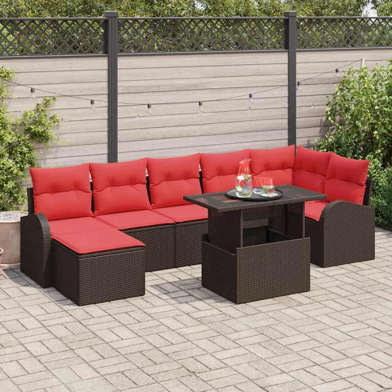 Trädgårdsoffset 8 st Brun Poly rattan