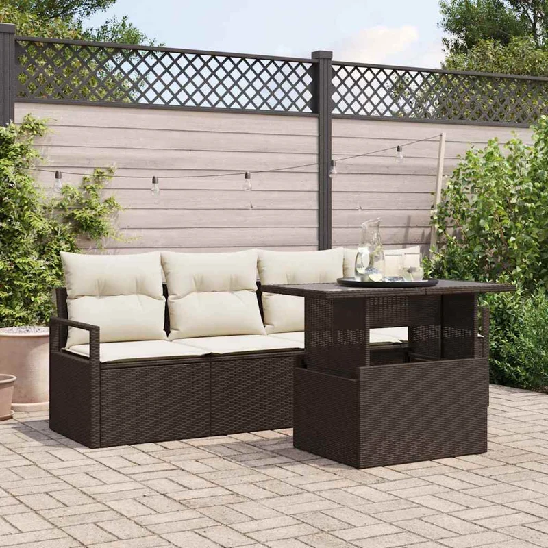 Trädgårdsoffset 5 st Brun Poly rattan