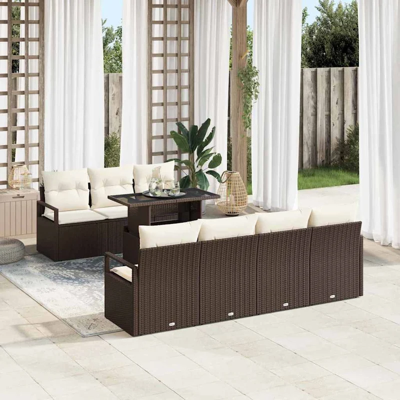 Trädgårdsoffset 8 st Brun Poly rattan