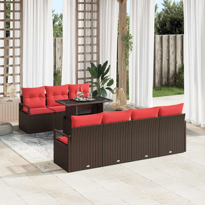 Trädgårdsoffset 8 st Brun Poly rattan