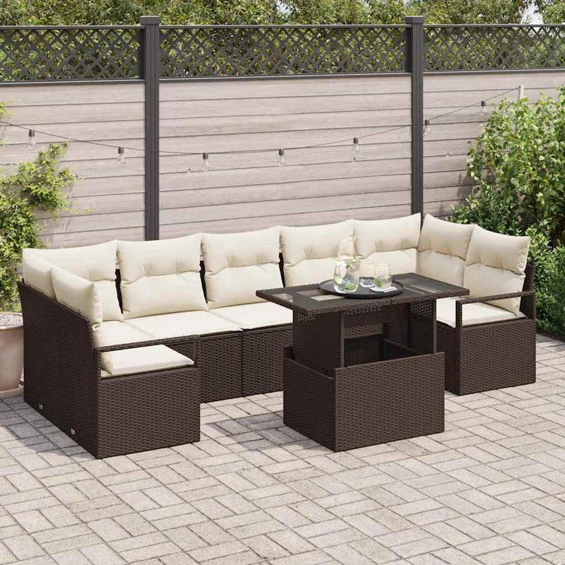 Trädgårdsoffset 8 st Brun Poly rattan