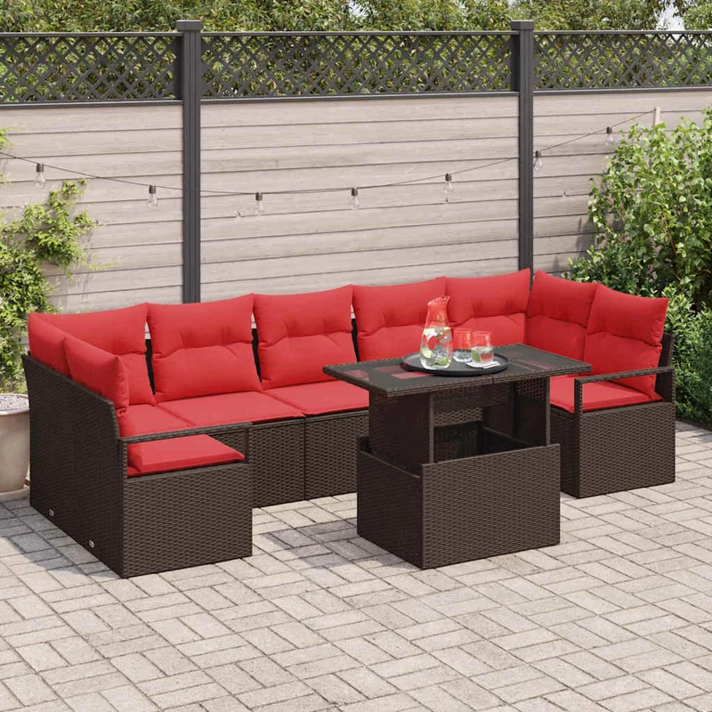 Trädgårdsoffset 8 st Brun Poly rattan