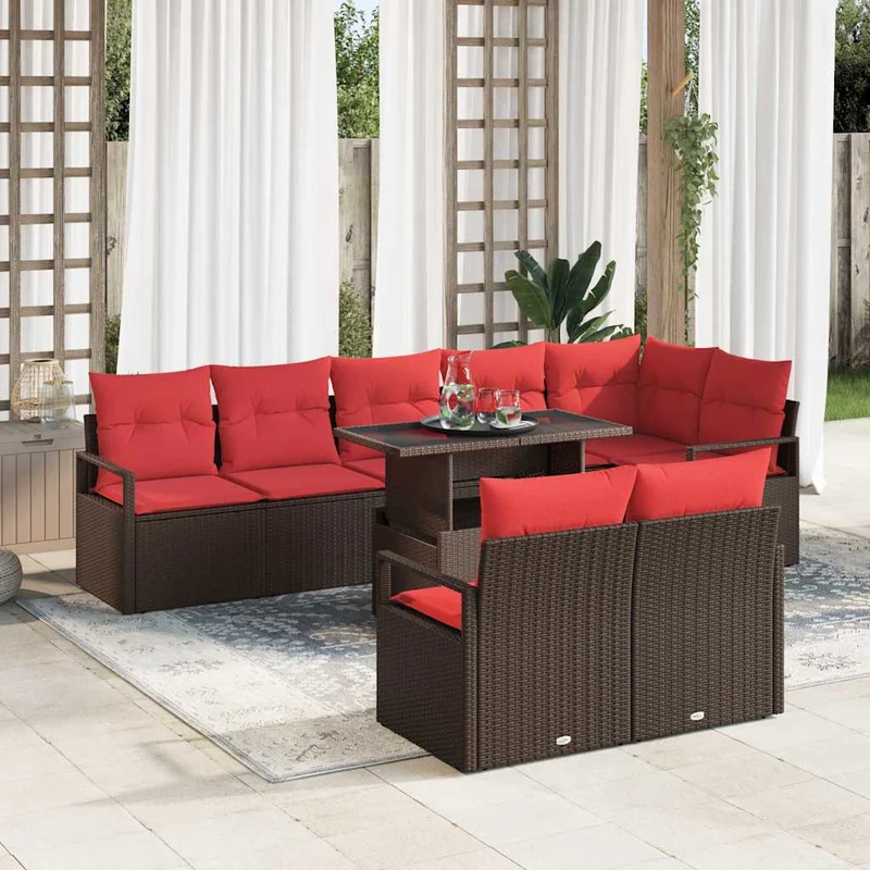Trädgårdsoffset 9 st Brun Poly rattan
