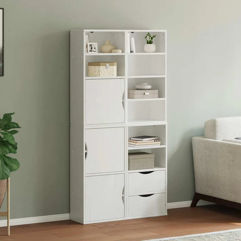 Sidoskåp 4 st "ODDA" vit 40x24x79 cm massiv trä furu