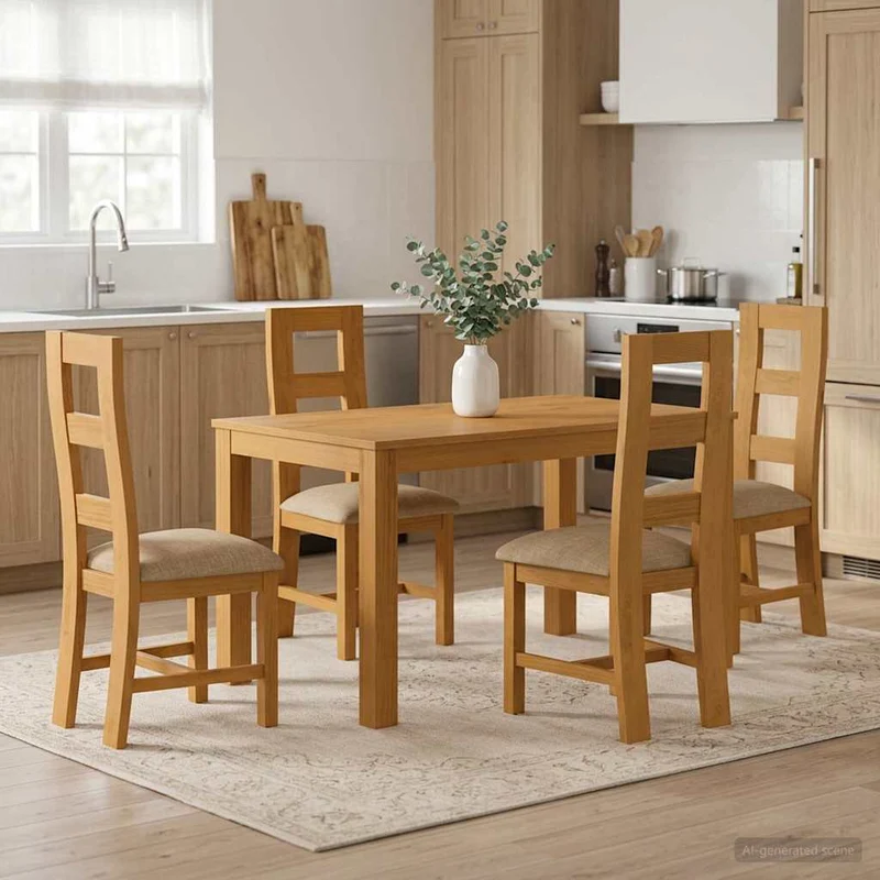 Matgrupp 5 st Beige Massivt Ekträ