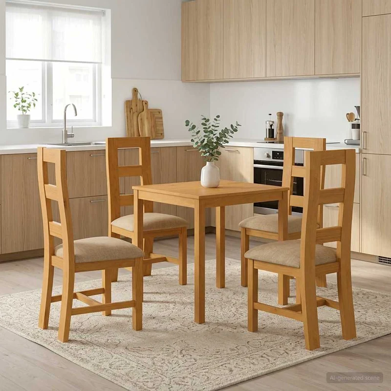 Matgrupp 5 st Beige Massivt Ekträ