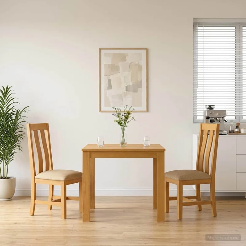 Matgrupp 3 st Beige Massivt Ekträ