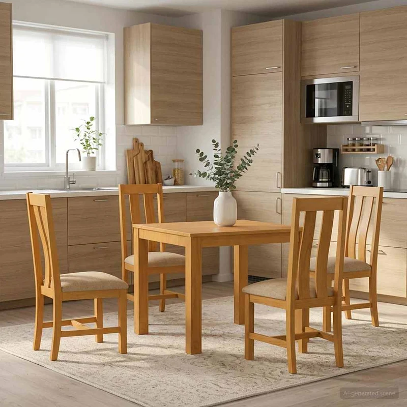 Matgrupp 5 st Beige Massivt Ekträ