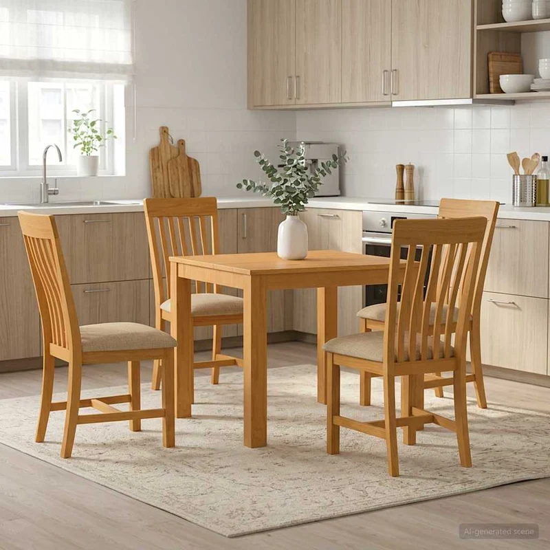 Matgrupp 5 st Beige Massivt Ekträ