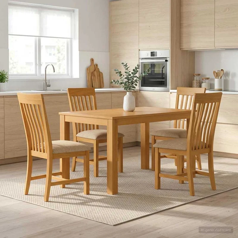 Matgrupp 5 st Beige Massivt Ekträ