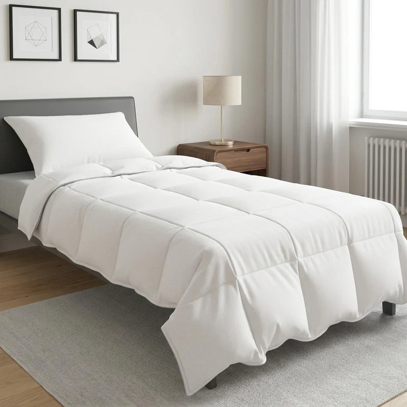 Duntäcke och Kuddset 2 st Vit Bambufiber