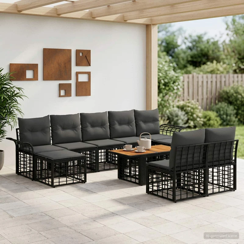 Trädgårdsoffset 10 st Svart och Mörkgrå konstrotting
