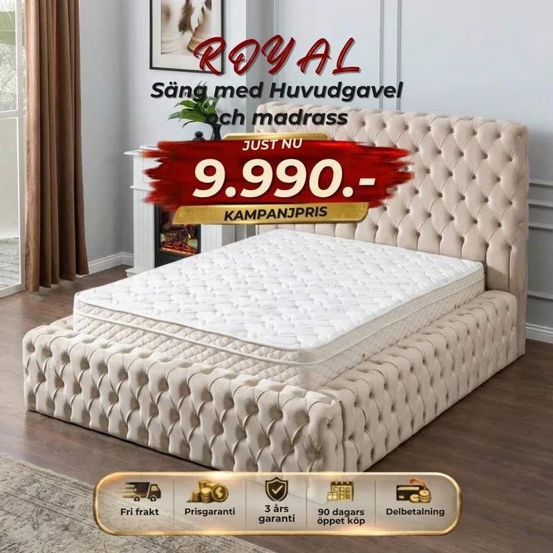 🎯 Royal Säng-Huvudgavel-Förvaring med Madrass - 160x200 cm Grå