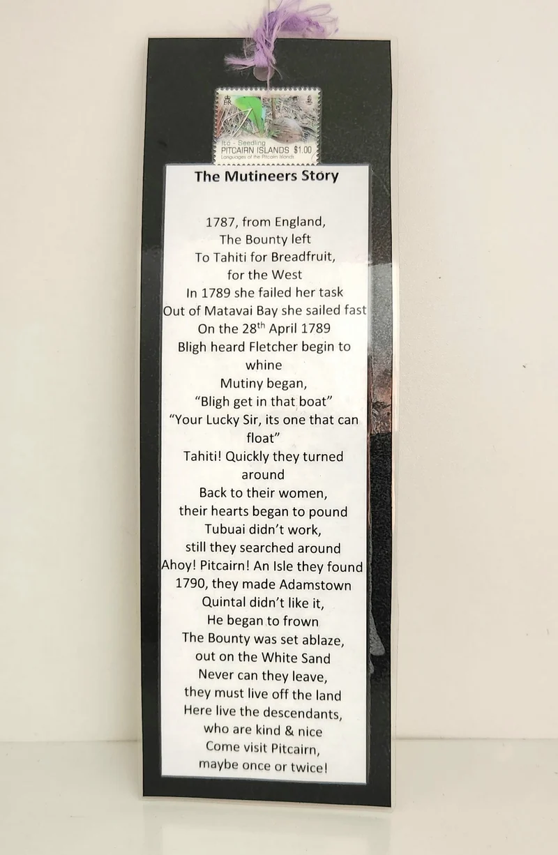 Bookmark - The Mutineers Story - with Pitcairn Stamp
