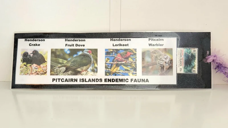 Bookmark - Pitcairn Endemic Fauna - with Pitcairn Stamp
