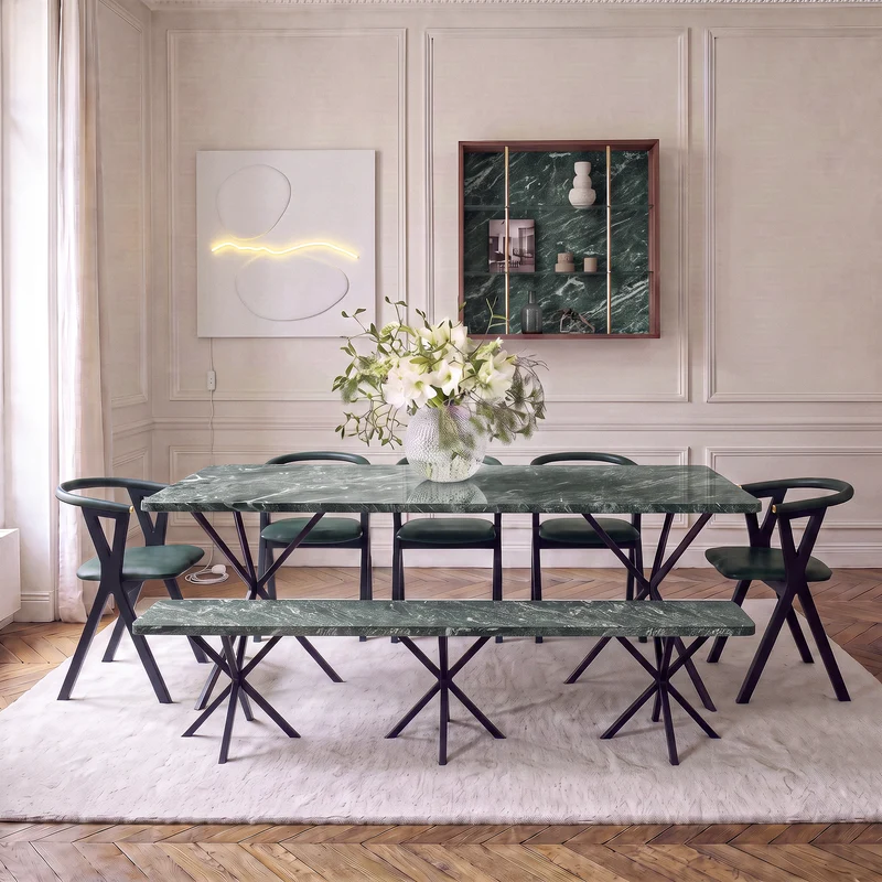 NEB Rectangular Table, 200x90cm, Top In Italian Granite