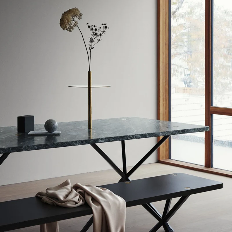 NEB Rectangular Table With Top In Verde Italia Granite