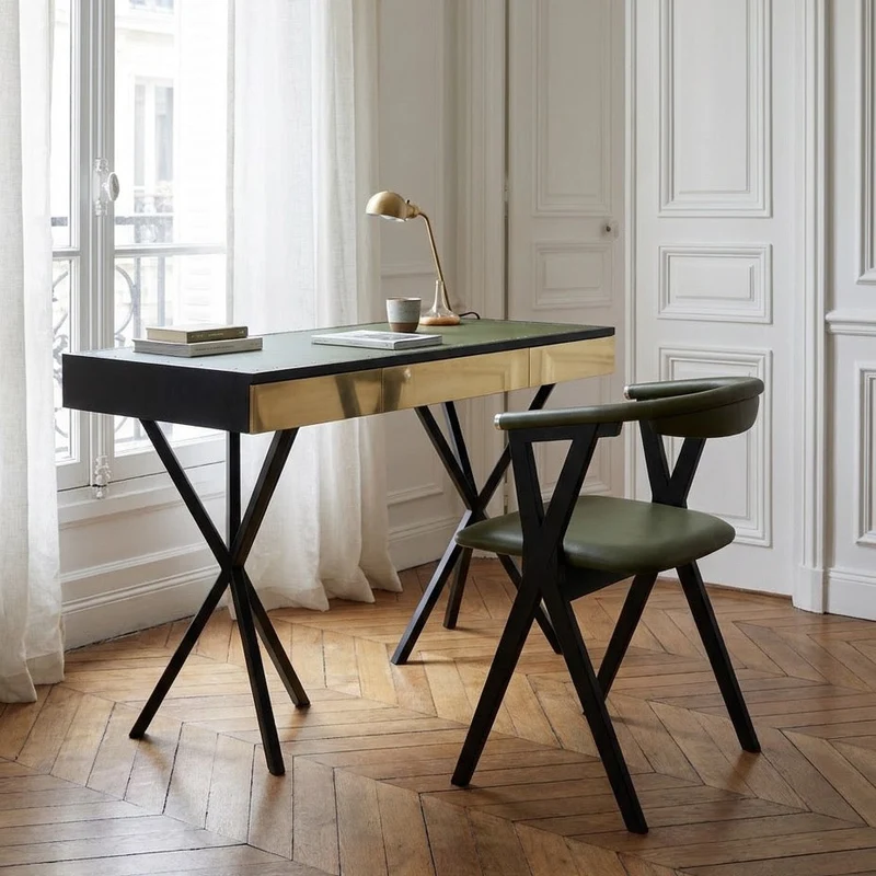 NEB Writing Desk, Green leather top