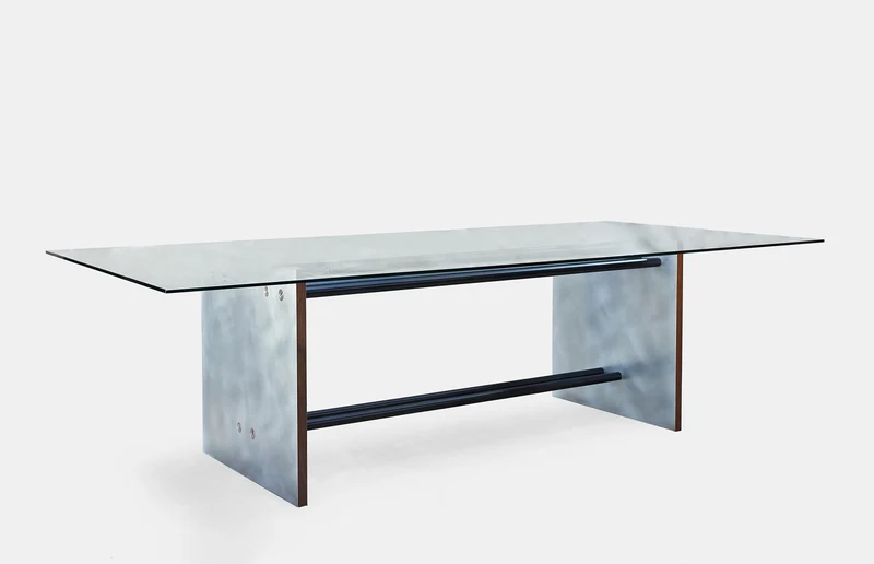 PS Bespoke Rectangular Glass Table in Zinc