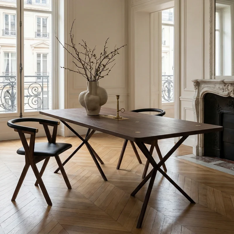 NEB Rectangular Table With Top In Smoked Oak