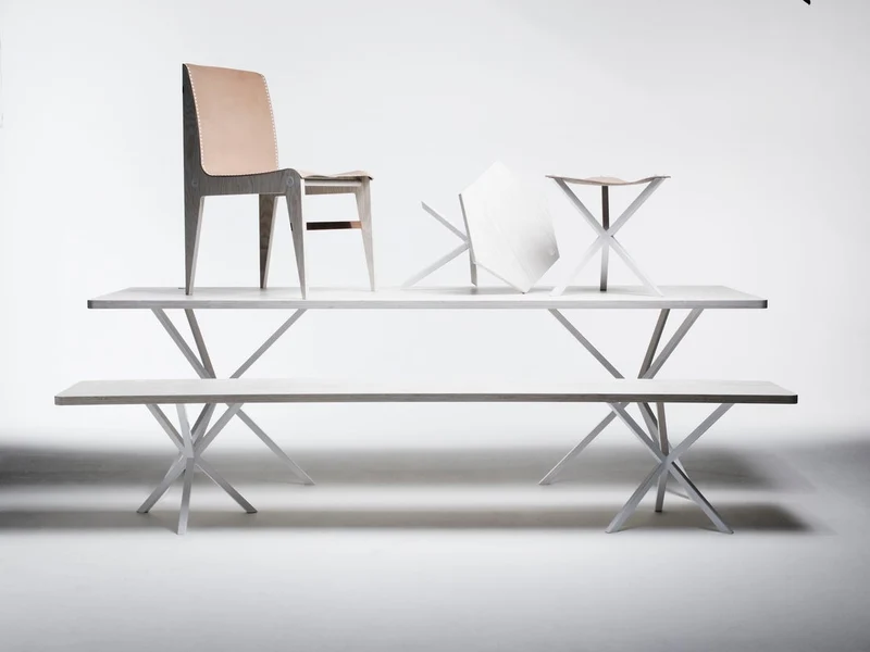 Set of NEB Rectangular Table and NEB Bench in Oak
