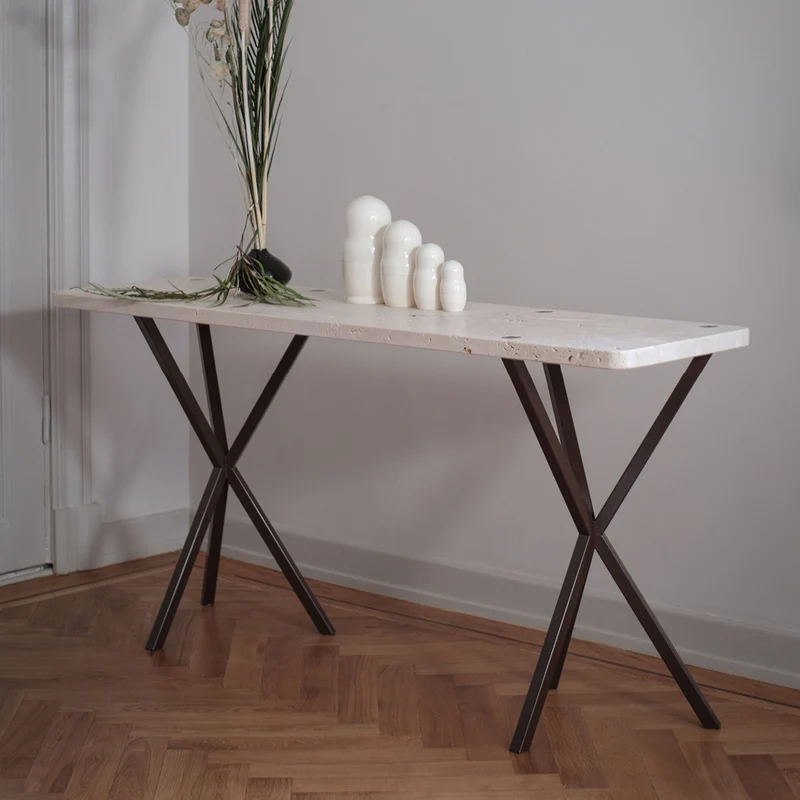 NEB Console Table In Travertine Stone