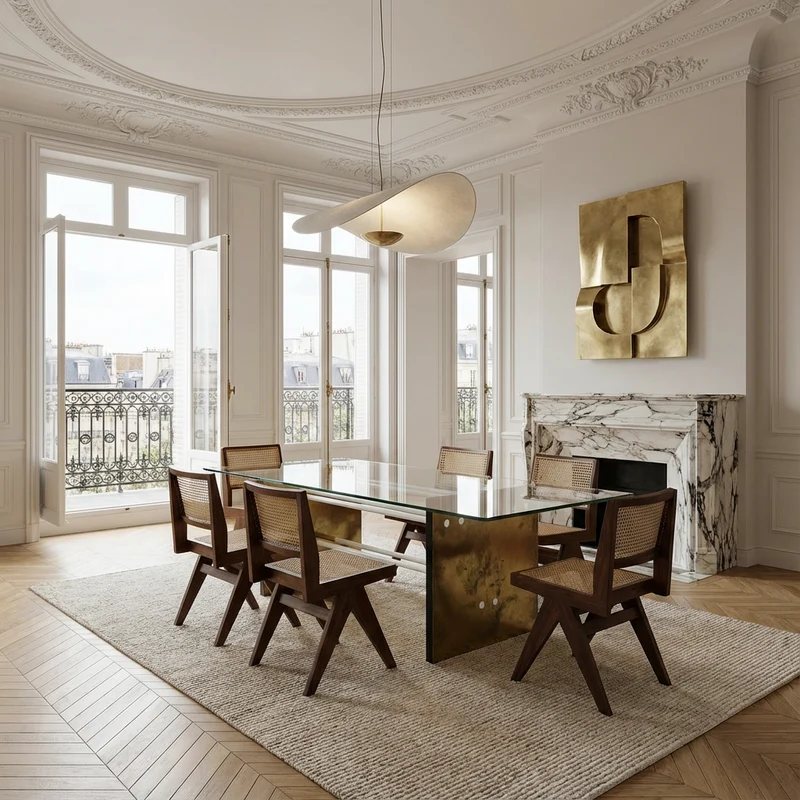 PS Bespoke Rectangular Glass Table in Brass