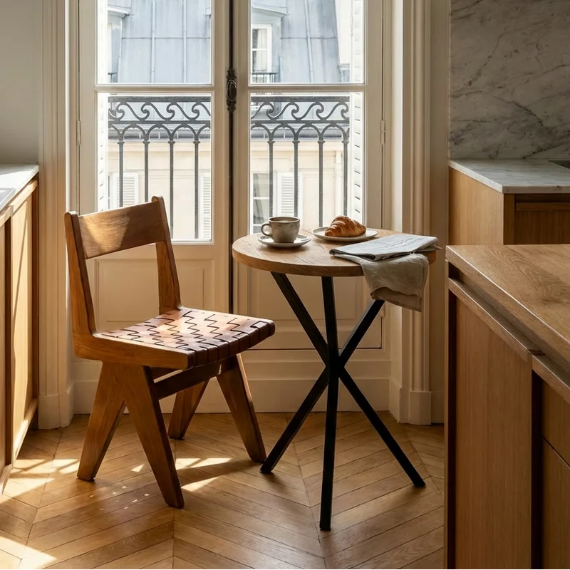 NEB Round Side Table with Top in Oak