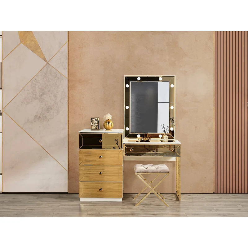 Gold Sminkbord Pall